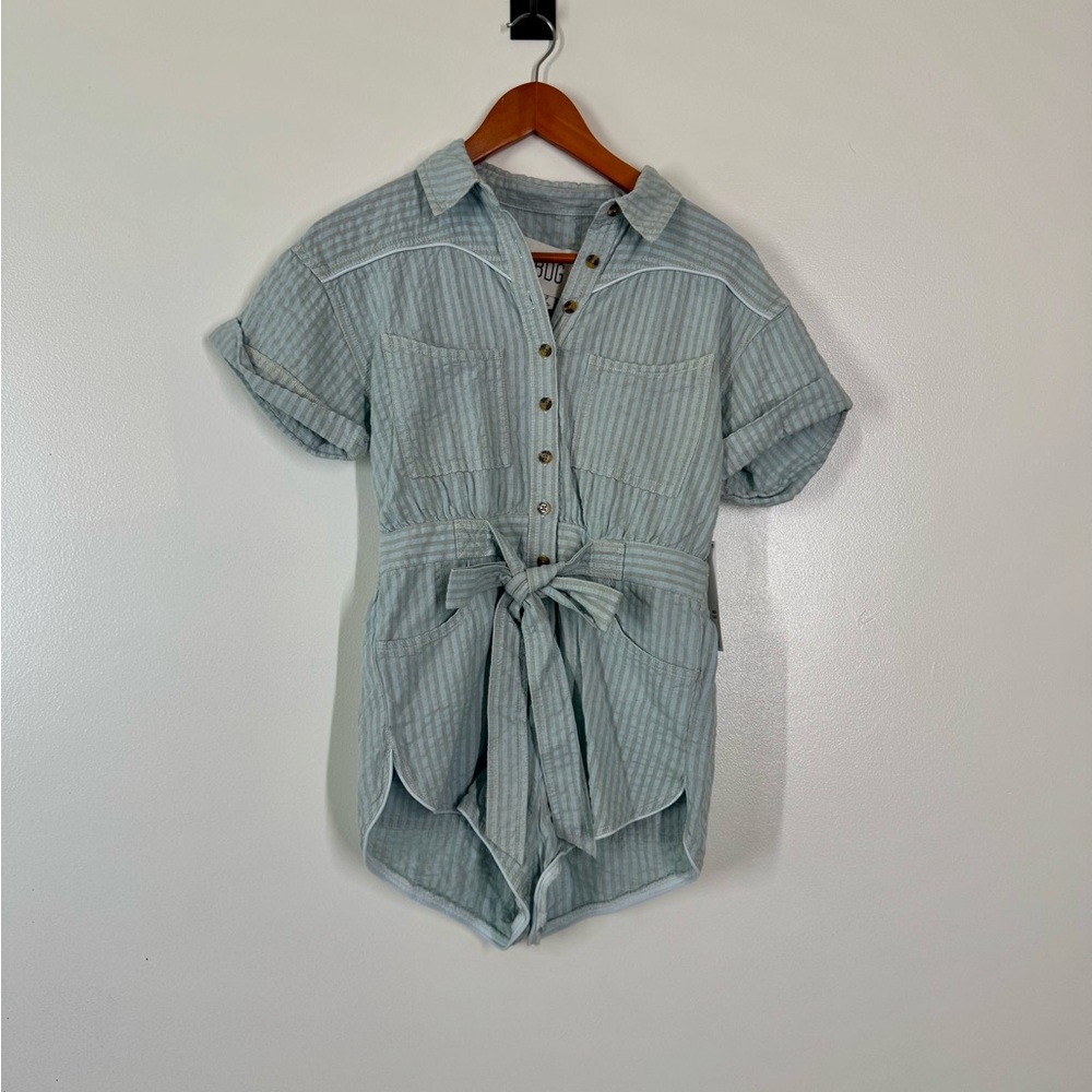 BDG Light Blue Striped Jumpsuit